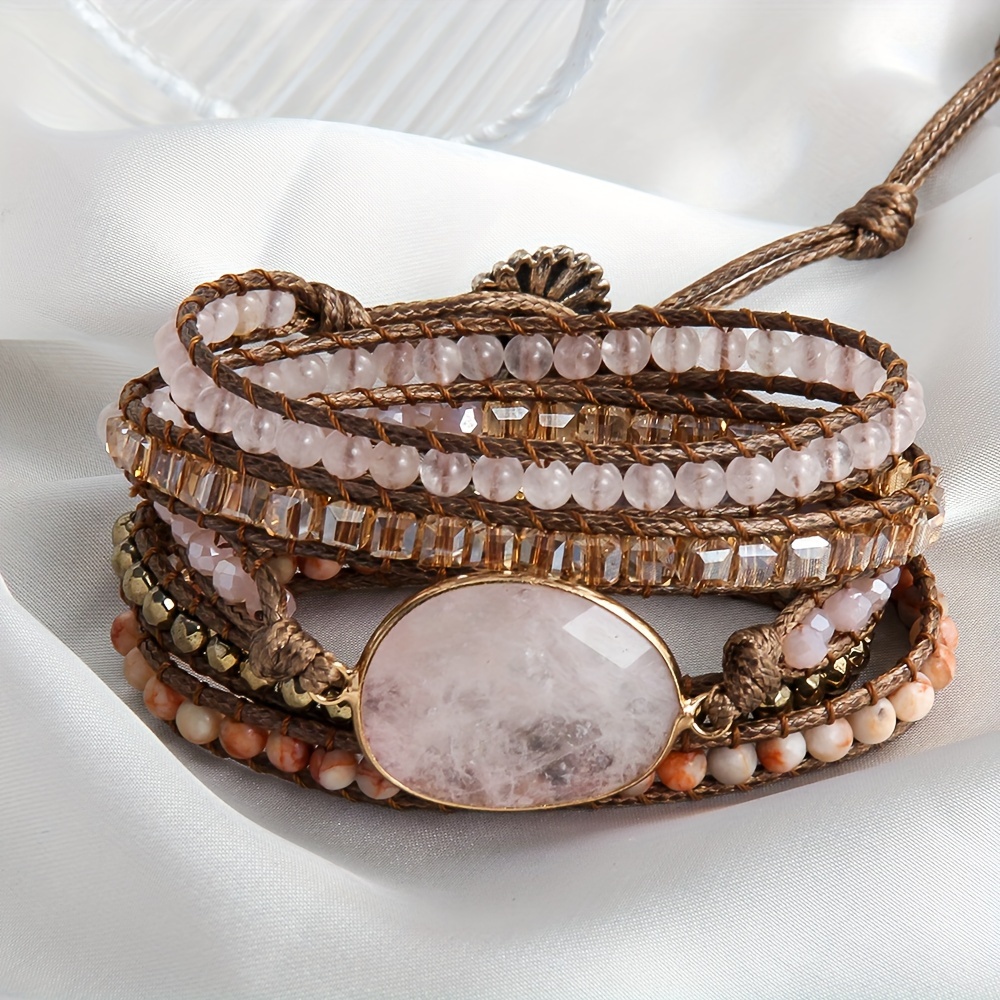 Colorful Stone Wrap Bracelet Hand Rope Jewelry Accessory